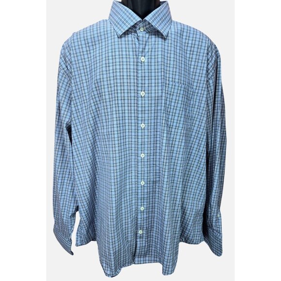 Peter Millar Mens Plaid Button-Down Long Sleeve Shirt XXL Cotton Blend Blue - Picture 1 of 8
